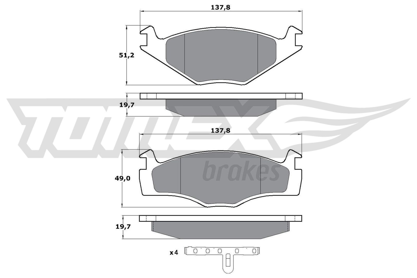 Obrázok Sada brzdových platničiek kotúčovej brzdy TOMEX Brakes  TX1053